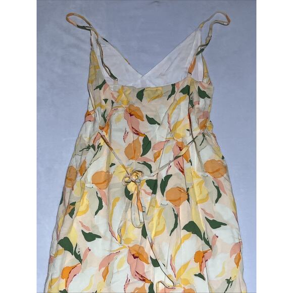 Rhythm Midi Dress Medium Yellow Floral V Neck Strappy Empire Babydoll Sundress - Picture 4 of 10